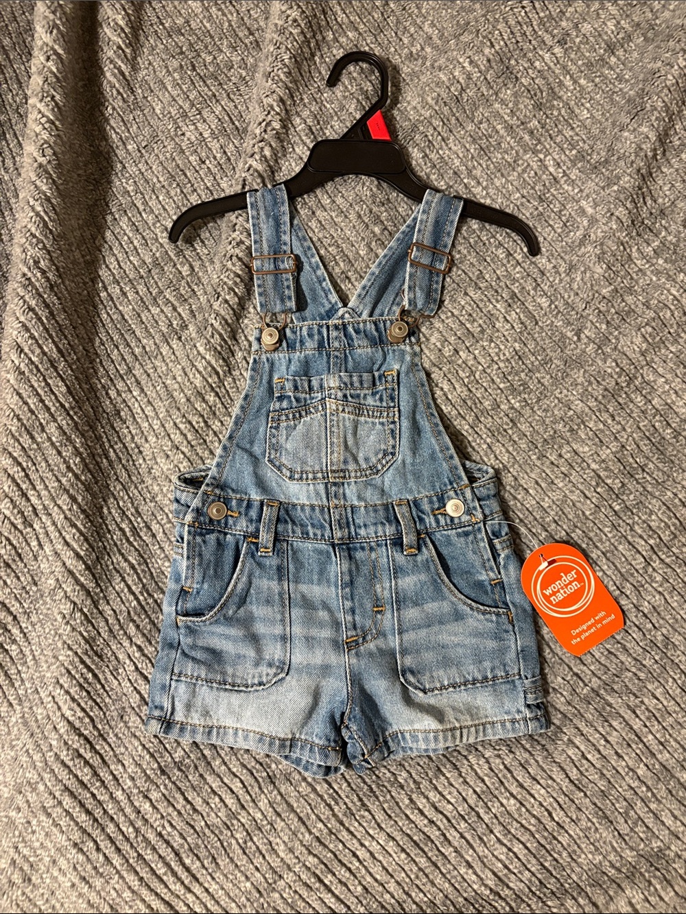 wonder nation Light Blue Denim Short Overalls